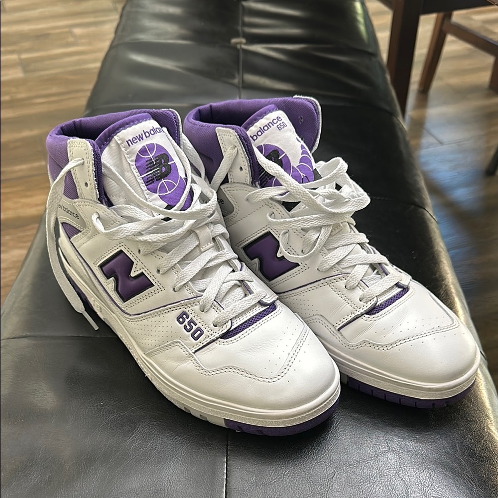 New Balance 650 White and Purple High-Tops